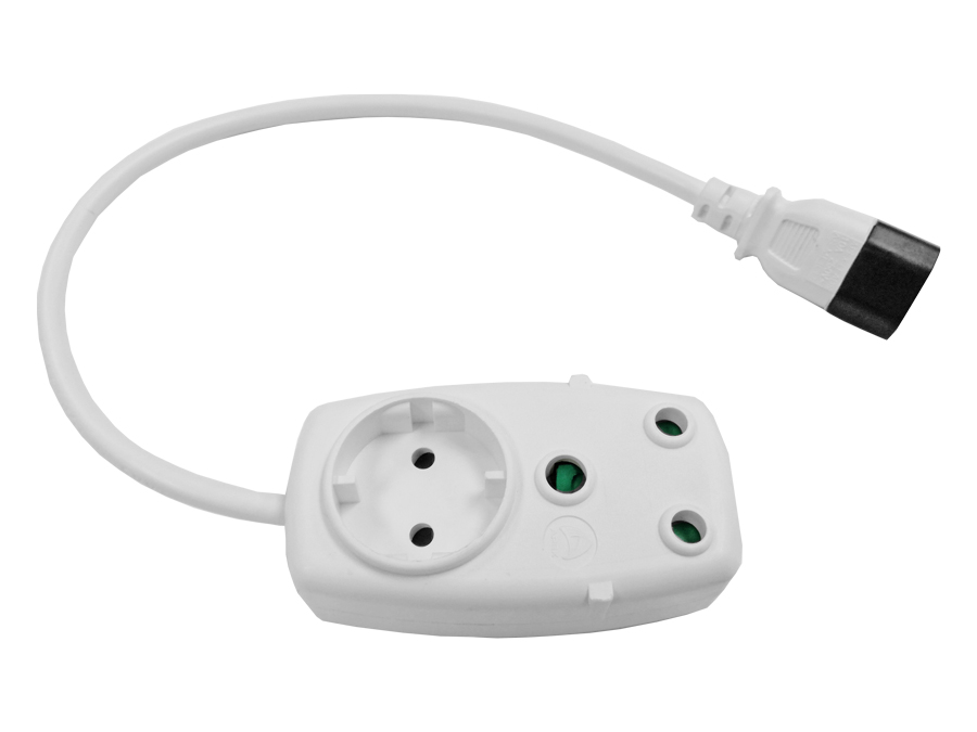 Multi Plug 1x16A 1x5A 0.5m IEC Cord White