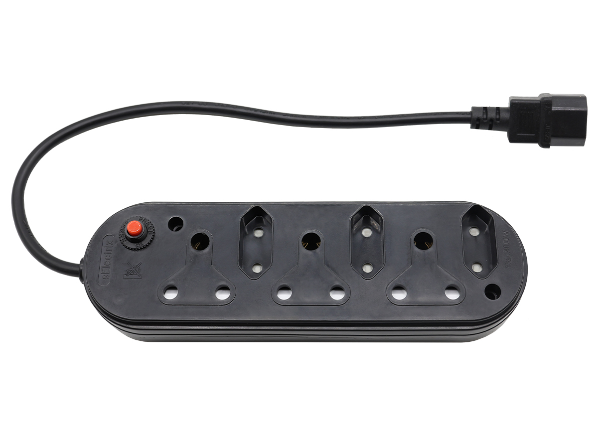 Multi Plug 3x16A 3x5A 0.5m IEC Cord Black