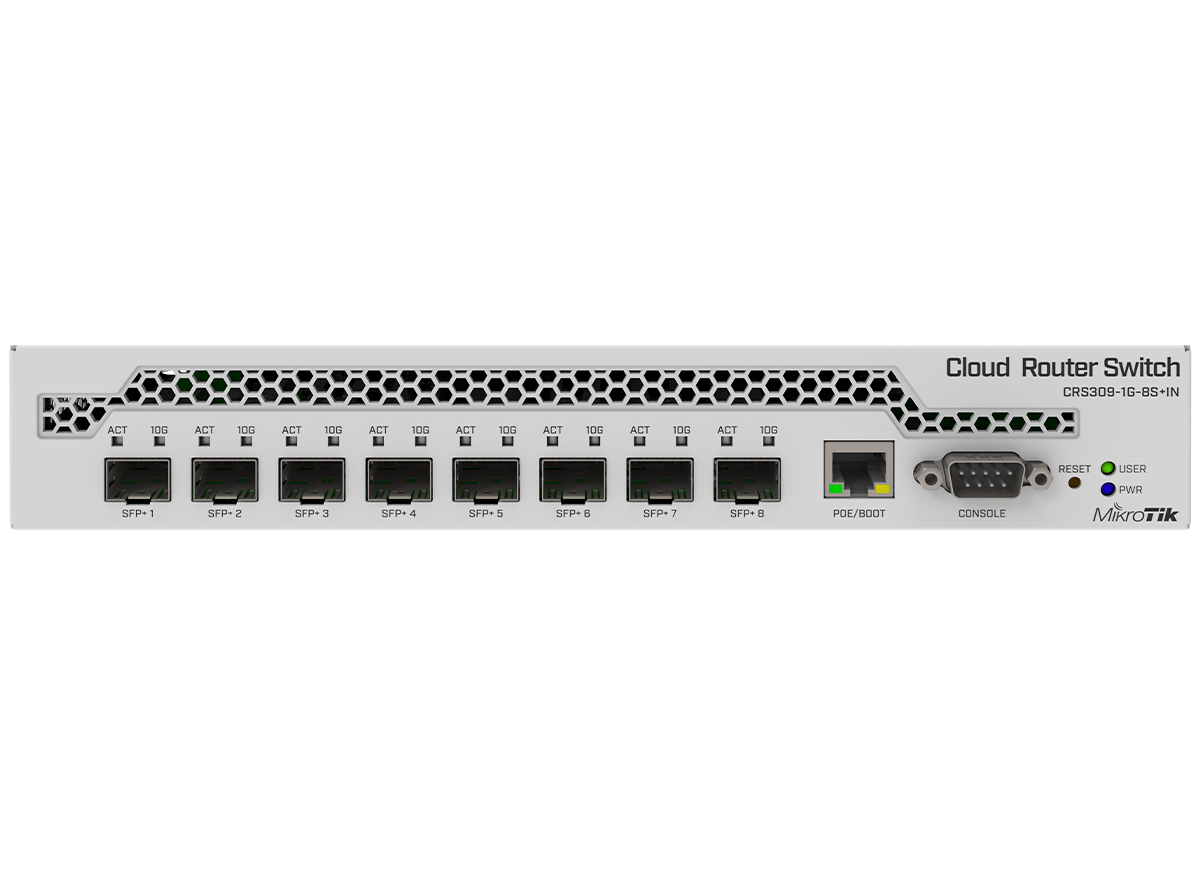 MikroTik Cloud Router Switch 8 Port SFP+ with PoE Input | CRS309-1G-8S+IN