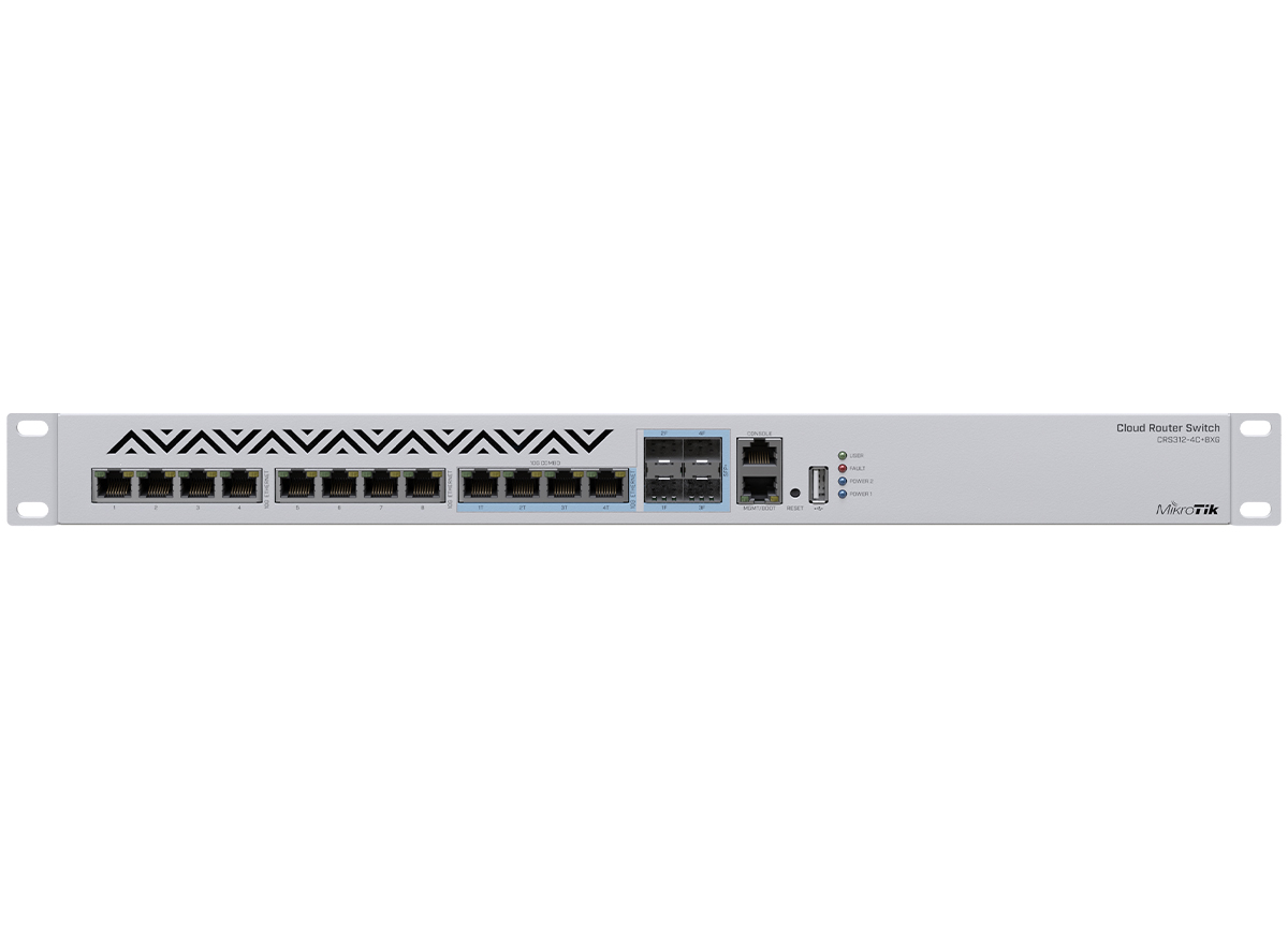 MikroTik Cloud Router Switch 8 Port 10Gbps 4SFP+/10Gbps Ports | CRS312-4C+8XG-RM