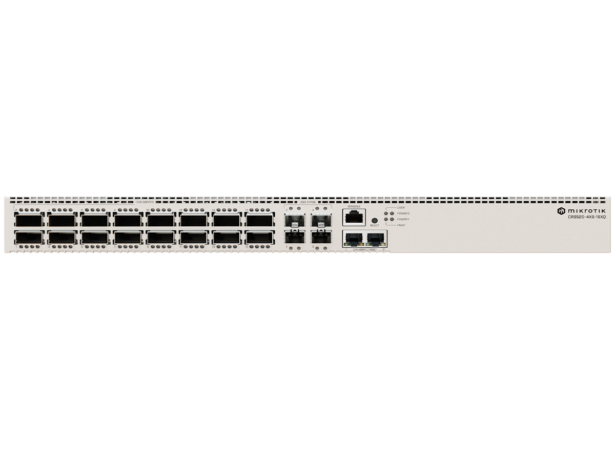MikroTik Cloud Router Switch 16 Port QSFP28 4xSFP28 2x10Gbps | CRS520-4XS-16XQ-RM