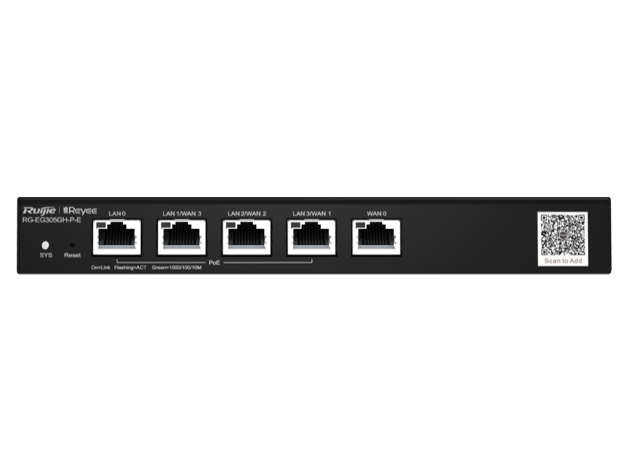 Reyee 5 Port Gigabit 4 WAN 4 PoE 60W 300 User Cloud Router | RG-EG305GH-P-E