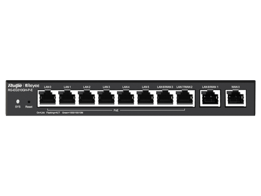 Reyee 10 Port Gigabit 4 WAN 8 PoE 110W 300 User Cloud Router | RG-EG310GH-P-E