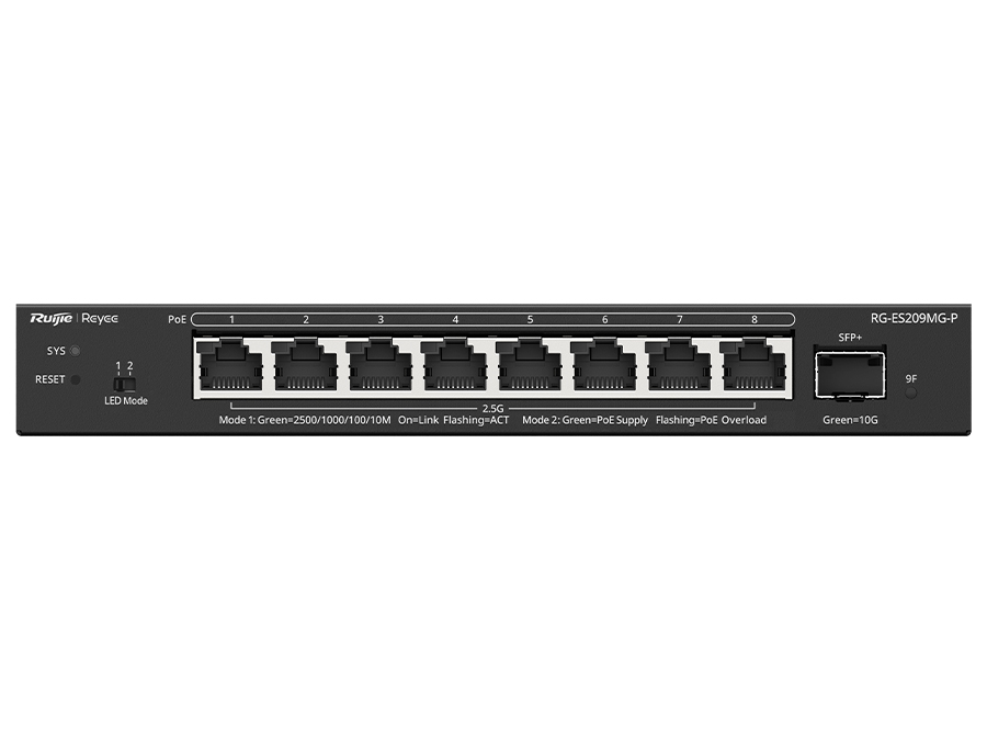 Reyee 8 Port 2.5Gbps PoE 130W 1SFP+ Smart Managed Switch | RG-ES209MG-P